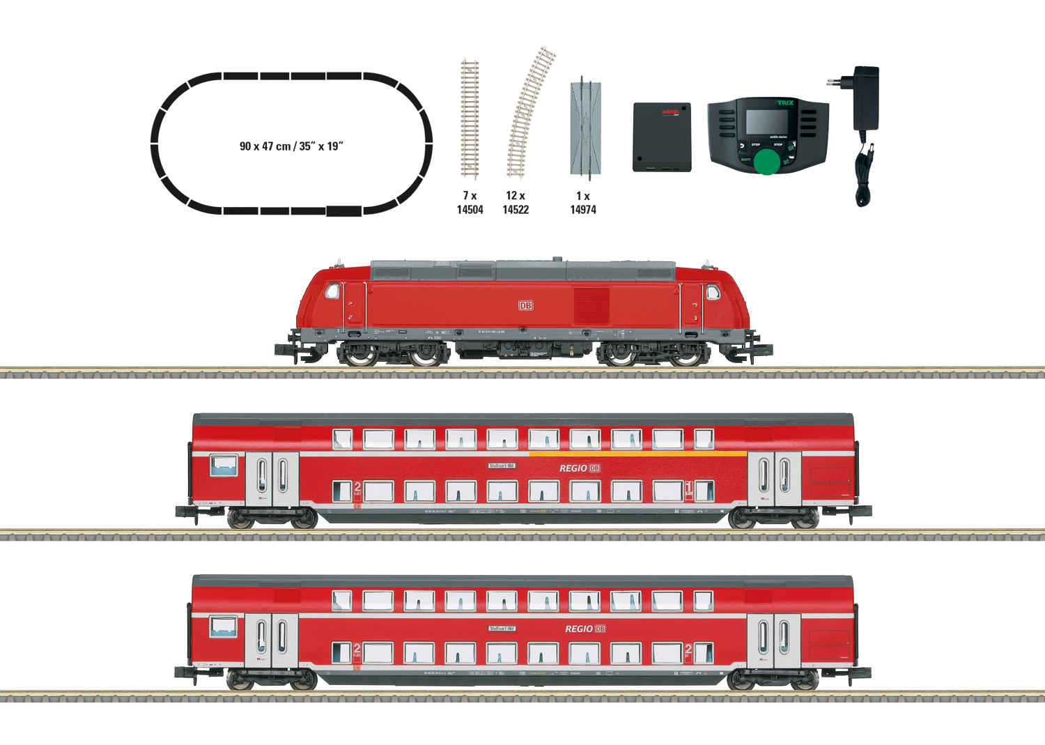 Trix Minitrix 11137 スタートパック Starter Set with a Passenger Train, Track Layout, and