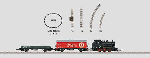Coffret de démarrage 230 volts. Train marchandises avec ovale de voie et alimentation en courant adapté