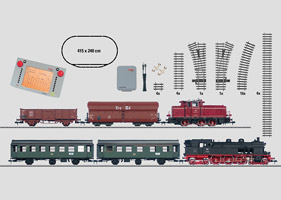Mega-Digital-Startpackung 230 Volt mit 2 Zügen. Personenzug und Güterzug mit großer Gleisanlage, Transformator und Central Station.